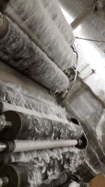 Carding machine, stage 1.